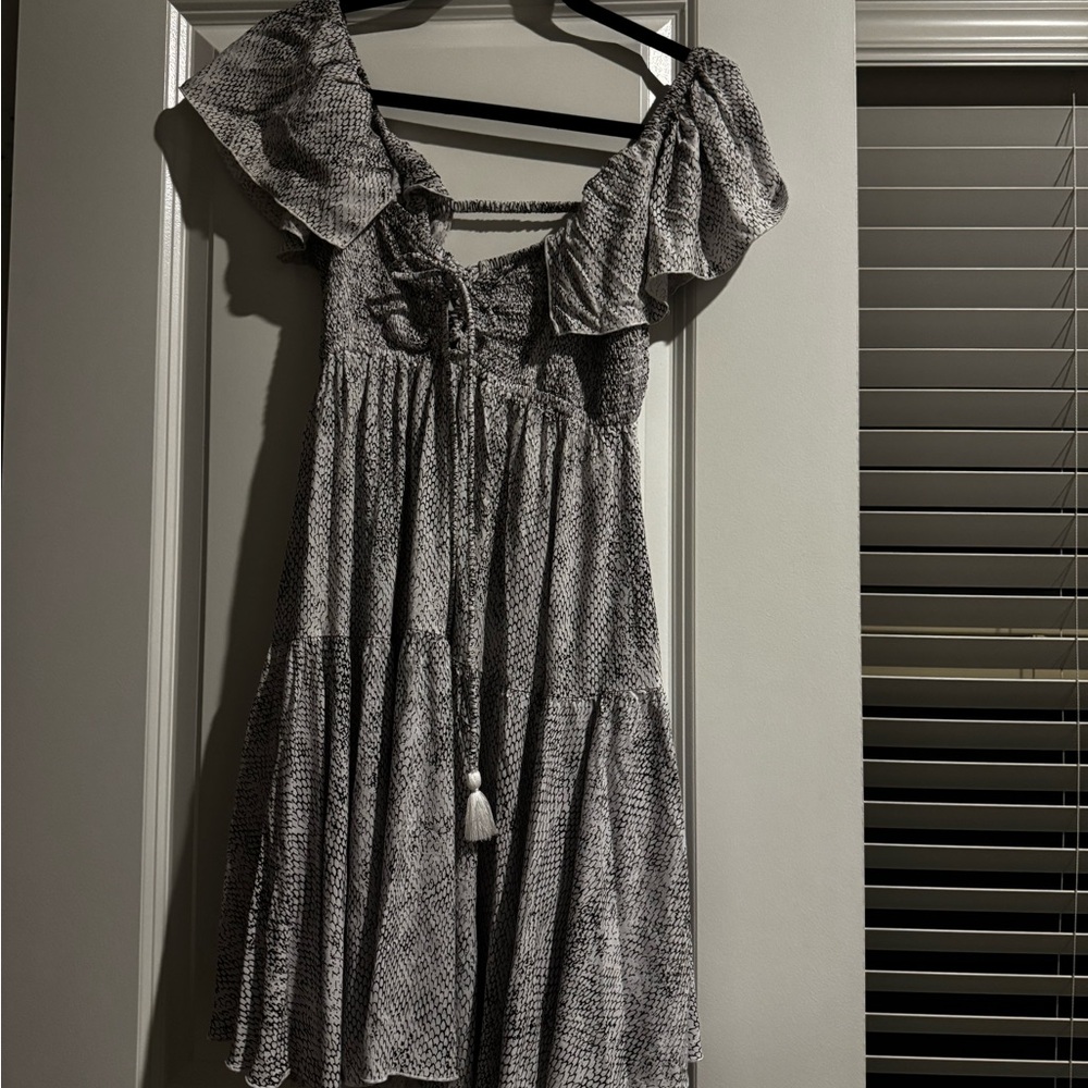 Chic Black and White Ruffle Mini Dress